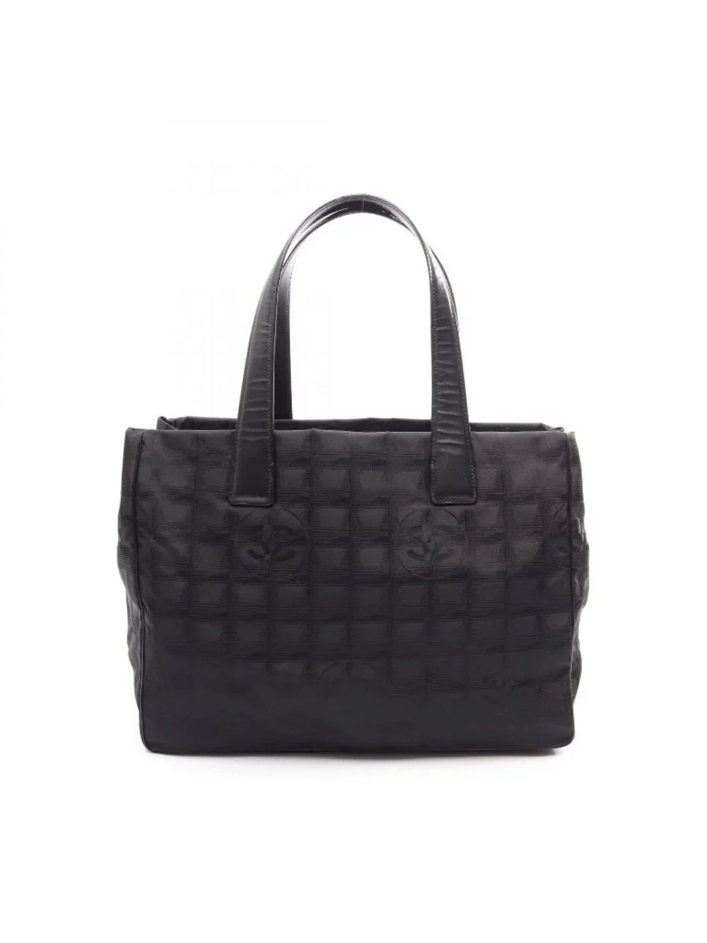 Chanel Tote New Travel Line MM Black Leather MM